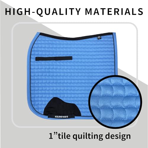 EQUINEWAVE Aria Soft Suede Dressage Saddle Pad – Breathable Moisture-Wicking Lining, Shock-Absorbing Cushion, Contoured Spine, English Horse Saddle Pad - color: Sky Blue