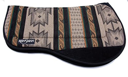 Reinsman Contoured Trail Pad with Breathable Non-Slip Tacky Too Bottom - Comfortable Durable Shock-Absorbing Stain & UV Resistant Horse Saddle Pad with Spine Relief Channel - 30" L x 34" D - color: Running Bull Onyx