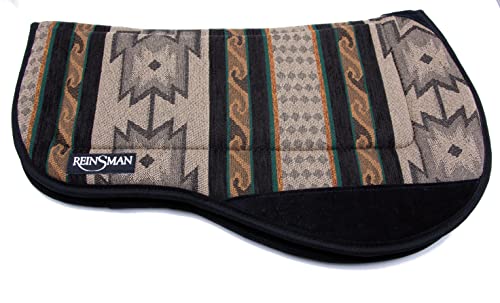 Reinsman Contoured Trail Pad with Breathable Non-Slip Tacky Too Bottom - Comfortable Durable Shock-Absorbing Stain & UV Resistant Horse Saddle Pad with Spine Relief Channel - 30" L x 34" D - color: Running Bull Onyx