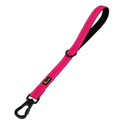PLUTUS PET Short Training Dog Leash with Padded Handle for Medium Large Big Dogs,18 Inch Heavy Duty Strong Traffic Leash with Carabiner Clip for Climbing Walking or Guiding Blind（18”，Pink | Reflective, Heavy Duty Strong Nylon, Traffic Leash with Carabiner