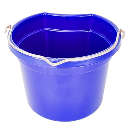 Plastic Flat Back Bucket Horse Feeding Watering Animal Feed Bucket 8 Quart (Blue)