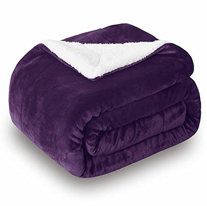 SOCHOW Sherpa Fleece Throw Blanket, Aubergine, 50x60 inches - color: Aubergine, size: 50"×60"