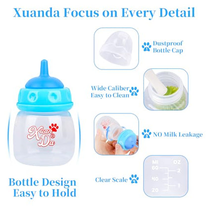 Pet Feeding Bottle,3 Pack 60ml Nursing Bottle, 3 Sizes Nipples with Ventilation Valve Resistant Tearing Perfect for Puppies, Kittens, Small Wildlife（Blue） - color: blue