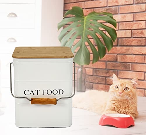 Farmhouse Cat Food Storage Container,6L Cat Food Canisters,Pet Foods Container Hold 5~6lbs Cat Food Treats,Airtight Cats food Storage with Lid and Scoop,Kibble Containers Countertop-White - color: white