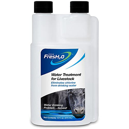 Show FresH2O Livestock Water Treatment for Drinking Water - Effectively Eliminates Chlorine & Removes Related Odor in Drinking Water, Easy to Use, Treats Up to 150 Gallons of Chlorinated Water - 16oz - size: 16 oz
