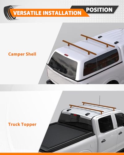 MELIPRON Heavy Duty Truck Topper Roof Rack for Truck Cap, 500LB Capacity | 60" Aluminum Ladder Rack Fit Camper Shell and Truck Caps, Ideal for Kayaks, Canoes, Camping Gear and Outdoor Adventure - size: 60"