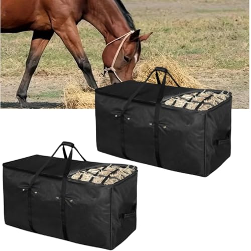 2 Packs Hay Bale Bag for Horses 44x18x22inch Extra Large Hay Bag with Separated Design & Top Slow Feed Design for Horses Sheep Donkey Goats Premium Oxford Heavy Duty Hay Bale Storage Bag