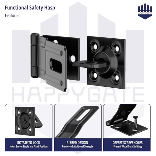 Swivel Staple Safety Hasp Latch Lock with Twist Knob, Black 1pcs - color: Black