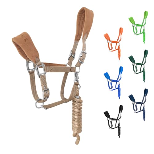 Fleece Horse Halter and Lead Rope Set - color: Beige, size: PONY