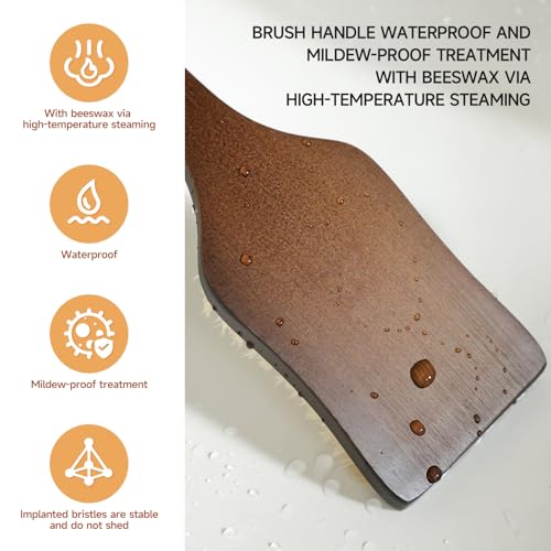 Back Scrubber Shower Brush,Dry Brushing Body Brush with 17.7 Inch Curved Long Handle, Natural Bristles for Lymphatic Drainage, Soft & Stiff Bristles Available (Soft-Fine Boar Bristles)
