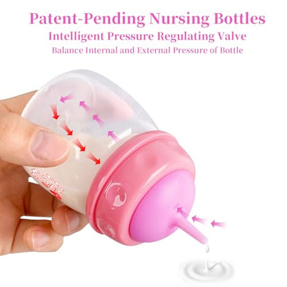 Pet Feeding Bottle,3 Pack 60ml Nursing Bottle, 3 Sizes Nipples with Ventilation Valve Resistant Tearing Perfect for Puppies, Kittens, Small Wildlife (Pink) - color: pink
