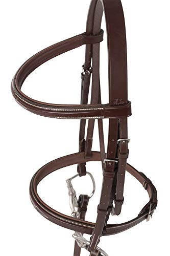 Huntley Equestrian Fancy Stitched Sedgwick Leather English Bridle and Reins - color: Sedgwick Australian Nut, size: Medium Pony
