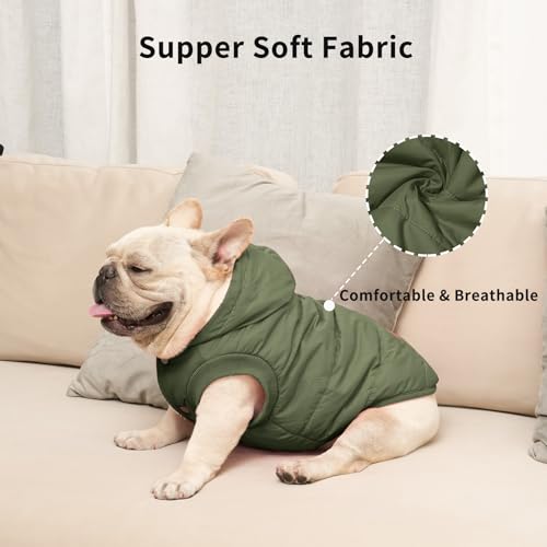 Vecomfy Warm Dog Coats with Hoodie,Winter Dog Jackets for Medium Dogs - color: Green, size: Large