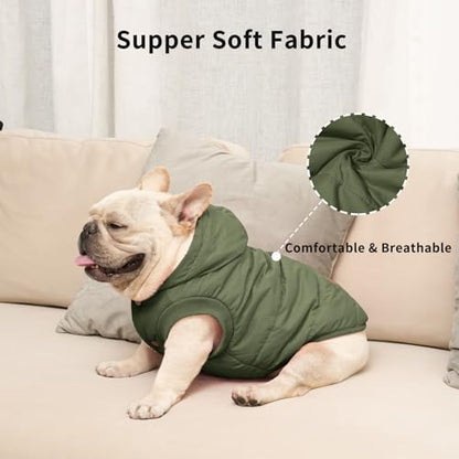 Vecomfy Warm Dog Coats with Hoodie,Winter Dog Jackets for Medium Dogs - color: Green, size: Large