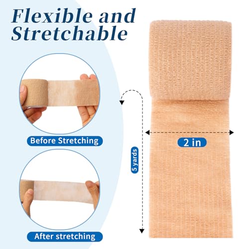 Self Adhesive Bandage Wrap 24 Pack 2" x 5 Yards, Beige