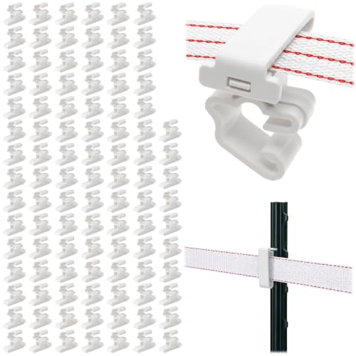 Chumia 100 Pcs T-Post Insulators Bulk for Electric Fence Polytape, White