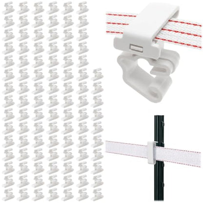 Chumia 100 Pcs T-Post Insulators Bulk for Electric Fence Polytape, White