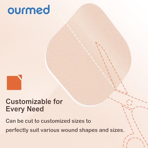 Ourmed Soft Flex Silicone Foam Dressings(4"x 4", Pack of 10), Sterile, Highly Absorbent, Waterproof, No Border, Wound Care for Bed Sores, Pressure Ulcers - size: 4x 4 Inch with no border