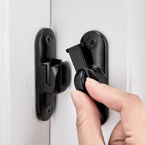 Black 90/180 Degree Barn Door Latches,Flip Gate Lock - color: Black