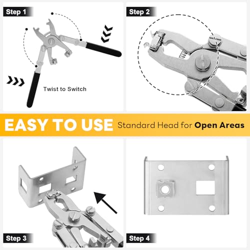 Rotable Dual Head Cage Nut Tool Kit with 10 Sets M6 Silver Rack Mount Screws - Screw Install and Remove Tool for M4 M5 M6 M8 M10 - Screw Tool Kit for Server Rack, Network Cabinet, Data Center(Black) - color: 10 Pack Cage Nuts+Black Handle Tool