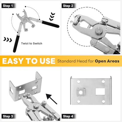 Rotable Dual Head Cage Nut Tool Kit with 10 Sets M6 Silver Rack Mount Screws - Screw Install and Remove Tool for M4 M5 M6 M8 M10 - Screw Tool Kit for Server Rack, Network Cabinet, Data Center(Black) - color: 10 Pack Cage Nuts+Black Handle Tool