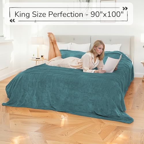 Electric Heated Blanket 90"x100" King Size - Teal Green | Dual-Sided Microplush Sherpa for Bedroom Couch Use, 4 Heat Settings & 10 Hours Auto Off, Dual Controller, Machine Washable - color: 04-teal, size: King(90"x100")