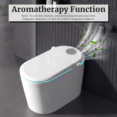 Smart Toilet with Tank Electric Bidet Toilet with ADA Comfort Height | Heated Seat Auto Flush/Lid&Seat Foot Sensor UV-C light Dryer One Piece Toilet with with Siphon Flush 1.28 GPF MAP 1000g - color: Alabaster White