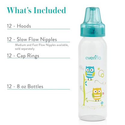Classic Prints Polypropylene Bottles for Baby, Infant and Newborn - Blue/Green/Teal, 8 Ounce (Pack of 12) - size: 1 Count (Pack of 12)