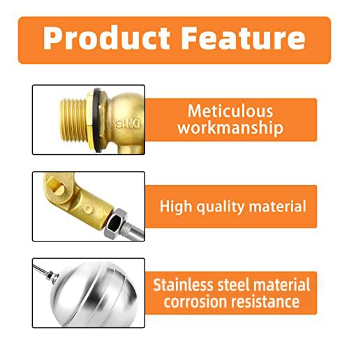 GASHER 1PCS 3/4" 304 Stainless Steel Float Ball Valve with 3/4"G Female x 3/4"NPT Male Adapter, DN20 Adjustable Water Tank Float Ball Valve for Stock Tank Pool Water Level Control - size: 3/4" DN20