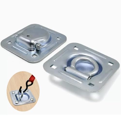 Recessed Tie Down D-Rings Anchor, 6000 lb. Capacity, Bolt-on with Backing Support Plates, for Flatbed Trailer/Truck, Pack of 4