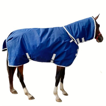 1200D Oxford Warm-Keep Horses Turnout Blanket with Detachable Neck Cover，Heavy Weight Winter Turnout ，Horse Care Blanket Horse Rain Sheet (145CM) - size: 145CM
