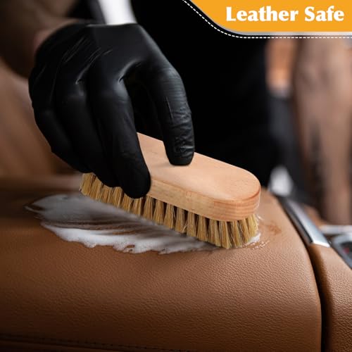 LemonRoad 20 Pcs Leather Upholstery Cleaning Brush Bulk Pig Soft Bristle Shoe Boot Brush Bulk Wooden Shoe Cleaning Scrub Brushes for Car Seats Leather Sofas Interiors Furniture Crafts Bags Shining
