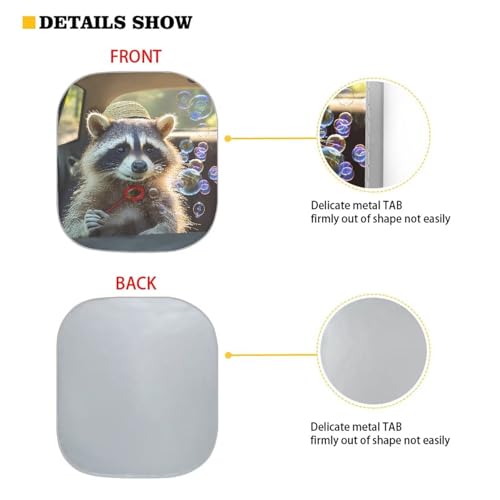 Cute Raccoon 2 PCS Car Window Shades Foldable Automotive Front Window Sunshade Protector Heat and UV Rays That Keeps Vehicle Cool Universal Vehicle Accessories - color: Cute Raccoon