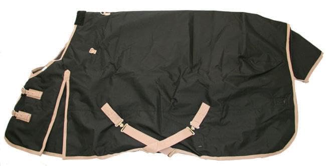 AJ Tack 1200D Waterproof Winter Horse Blanket with Hood - 400g Heavyweight Turnout with Fleece Collar, Shoulder Gussets & Tail Flap - Black 68" - size: 68 Inches Small