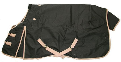 AJ Tack 1200D Waterproof Winter Horse Blanket with Hood - 400g Heavyweight Turnout with Fleece Collar, Shoulder Gussets & Tail Flap - Black 68" - size: 68 Inches Small