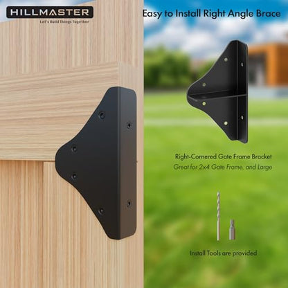 Anti Sag Gate Frame Kit Fence Gate Kit Heavy Duty 90 Degree Right Angle Gate Hinges,Gate Hardware Kit with Gate Latch for Wooden Fences,Gate Corner Brace Bracket for Driveway Gates,Shed Door,Deck Gate
