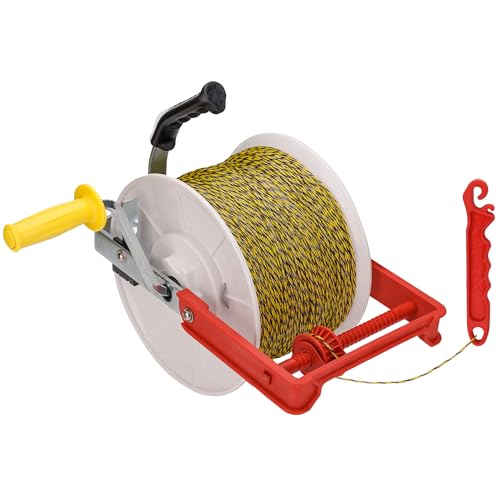 3:1 Geared Electric Fencing Reel, Electric Fence Wire Reel, with Guide - size: 0 ft x 1 standard reel x 1 guide