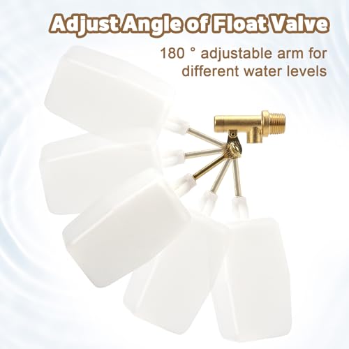3/8" Water Float Valve, Brass Float Ball Valve, Heavy-Duty 125 PSI Automatic Water Level Controller, Adjustable Flow (2.25 GPM) for Fountains Pool Aquariums Water Trough Water Tank Ponds - color: C-3/8 Inch