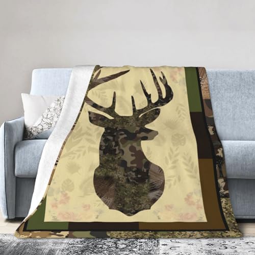 Deer Blanket Camouflage Hunting Throw Blanket Cozy Plush Elk Dad Ultra Soft Cabin Lodge Blankets Fuzzy Warm Gifts for Adults Men 50"X40" - color: Deer Dad Camouflage, size: 50"x40"
