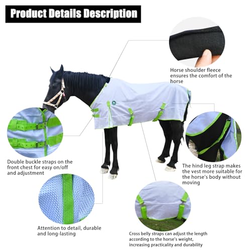 White Comfy Mesh Horse Fly Sheet, 66in - color: white, size: 66Inch-168cm