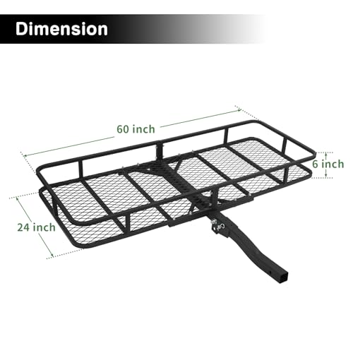 Leader Accessories Folding Hitch Cargo Carrier 60"x24"x6", Fits 2" Receiver - size: 60"x24"x6" Hitch Cargo Basket