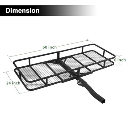 Leader Accessories Folding Hitch Cargo Carrier 60"x24"x6", Fits 2" Receiver - size: 60"x24"x6" Hitch Cargo Basket