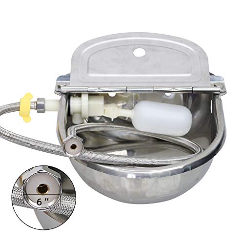 Automatic Water Trough Dog Feeder Bowl with 39" Length Pipe & Float for Cattle Horse Goat Sheep Animals Stainless Pet Livestock Tool