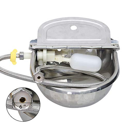 Automatic Water Trough Dog Feeder Bowl with 39" Length Pipe & Float for Cattle Horse Goat Sheep Animals Stainless Pet Livestock Tool