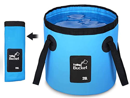 Esthesia Collapsible Bucket, 5 Gallon Portable Folding Water Container for Travelling, Camping, Hiking, Fishing, Gardening - color: Blue