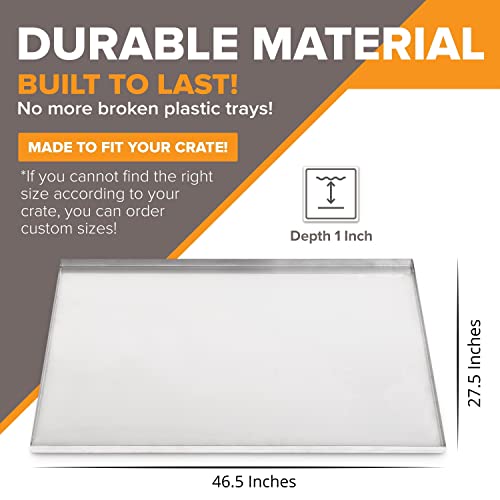 Metal Dog Crate & Kennel Replacement Tray/Pan, Galvanized, 46x28 in | Chew-proof, crack-proof, rust-resistant. Fits Most Standard 48 in Crates. - color: Galvanized, size: 46.5"L x 27.5"W x 1.0"H