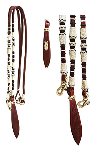 Horse Braided Natural Rawhide Leather Rommel Romel Romal Reins Tack 805LR18 - color: Tan/Natural