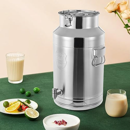 Milk Can Thickened 304 Stainless Steel Wine Pail Bucket Heavy Duty Liquid Storage Barrel Transport Cans Tote Jug with Sealed Lid & Faucet 35L/9.24Gallon - size: 35L/9.24Gal