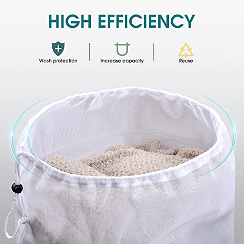 OTraki 2 Pcs Large Mesh Laundry Bags 24X36 Inch Heavy Duty Drawstring Laundry Wash Bag,Laundry Hamper Liner Machine Washable Storage Bag for Travel Hotel Beach Don't Drying, Melting 140-176℉ White - size: 24 x 36 inch