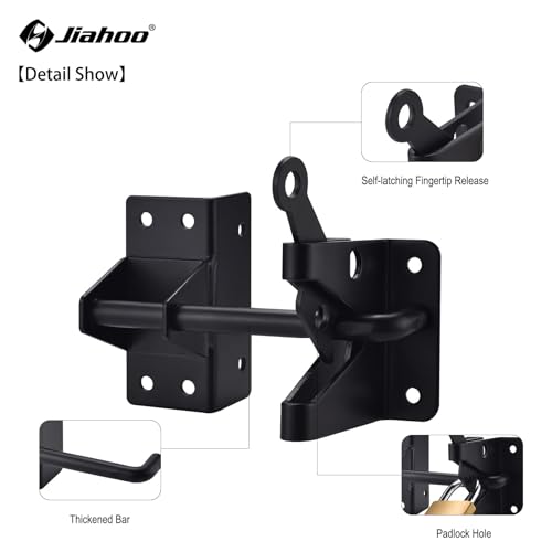 Heavy Duty Automatic Gate Latch for Wooden Fences,Self Locking Metal Gates for Vinyl Fence Outswinging Pool Gate Door Latches, Black | Heavy Duty Automatic Latch, For Metal Gates, Vinyl Fence, Outswinging Pool Gate Door, Black